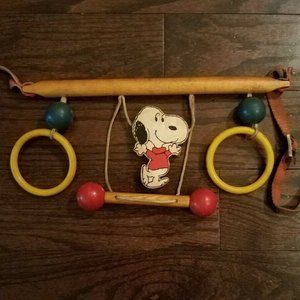 Snoopy Vintage 1958 Wooden Crib Mobile Toy